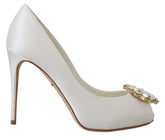 Dolce & Gabbana White Crystals Peep Toe Heel Satin Pumps -   -  Dolce & Gabbana.